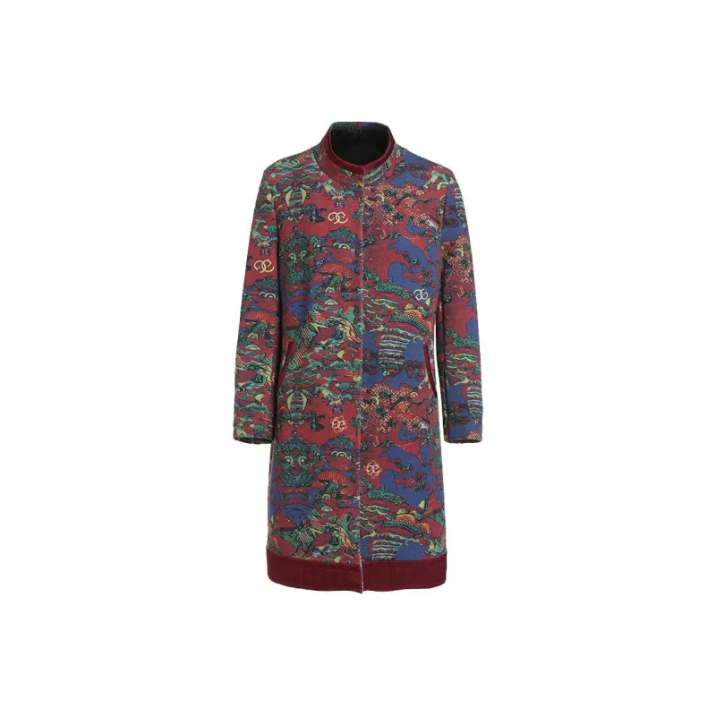 QIAOWANNI Coat Women's Cloud Dragon Twist Pattern-0