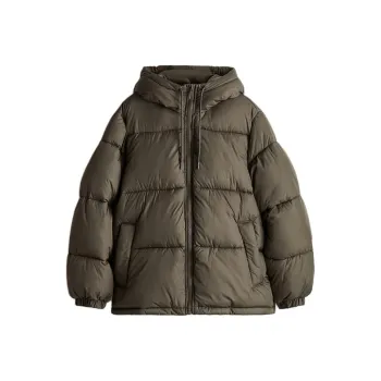 H&M Puffer Jacket Women's Dark Khaki Green