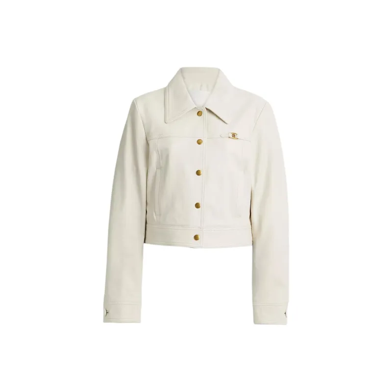 COACH Leather Jacket Women's White-0