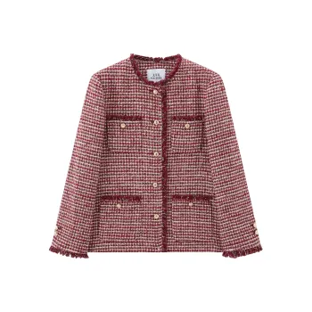 PEACEBIRD Cropped Coat Women's Dark Burgundy