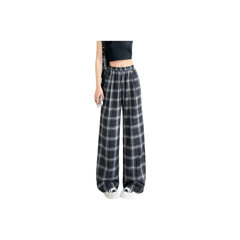 SITOL Casual Pants Women's Coffee Plaid-14