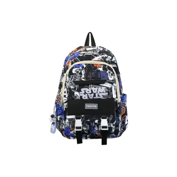 SUN EARTH &U Nylon Backpack Unisex Black/Gray/Blue