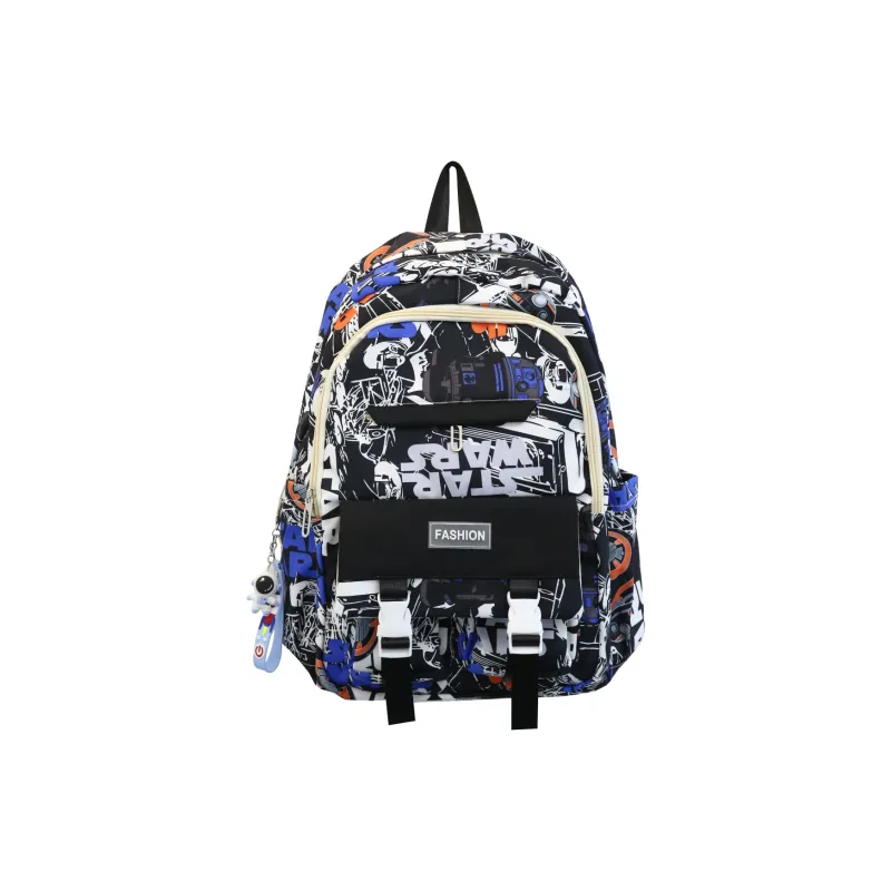 SUN EARTH &U Nylon Backpack Unisex Black/Gray/Blue-0