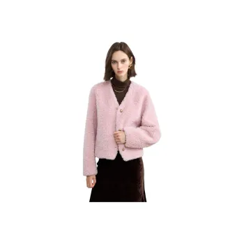 3COLOUR Velvet feel Coat Women's Light Pink