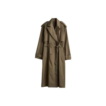H&M Trench Coat Women's Dark Khaki Green