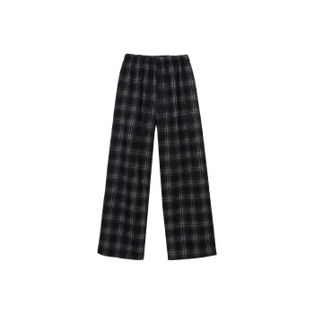 FAWENXIANGZI Casual Pants Women's Black Plaid