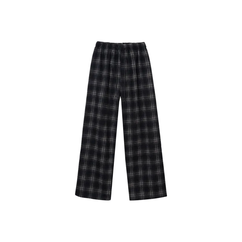 FAWENXIANGZI Casual Pants Women's Black Plaid-0