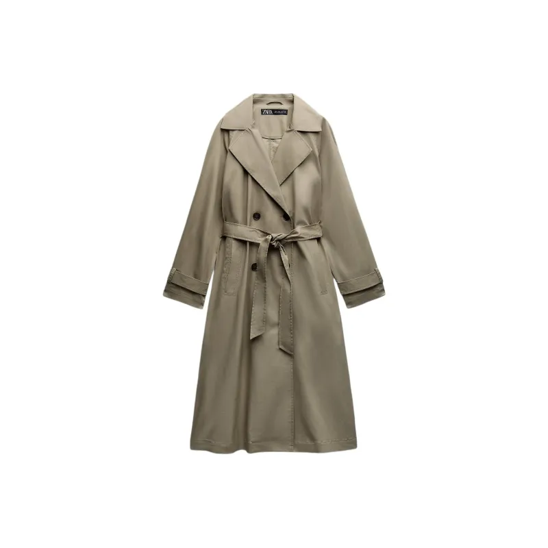 ZARA Trench Coats Women's Khaki-0