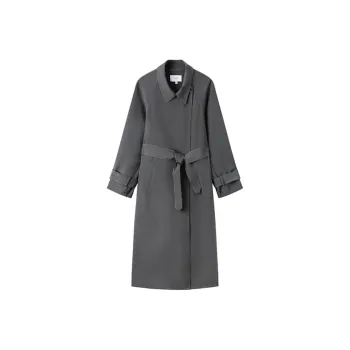 TKY SHOP Trench Coat Women's Gray