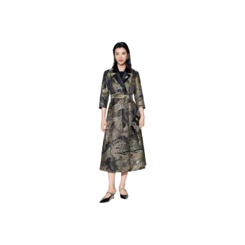 BBLLUUEE Trench Coat Women's Black/Champagne Gold