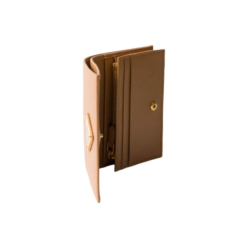 PRADA Saffiano Cow Leather Wallet Small Size Women's Natural Beige-3