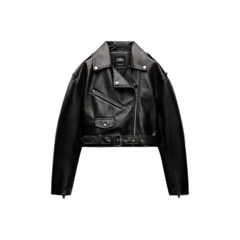 ZARA Leather Jacket Women's Dark Brown