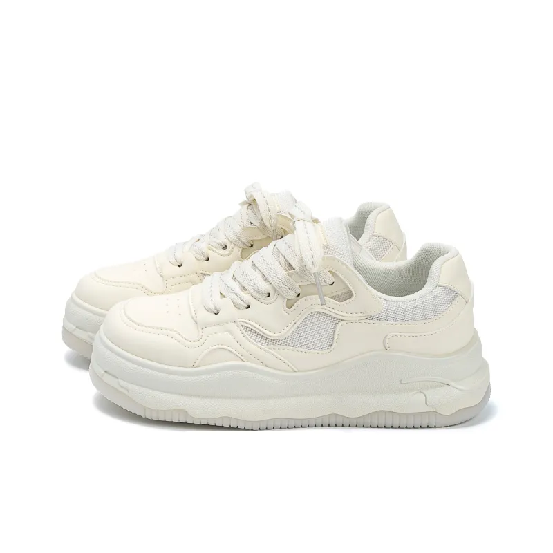 HUANQIU Coverage Abrasion Resistant Lightweight Low Top Skateboard Shoes Women's Beige-1