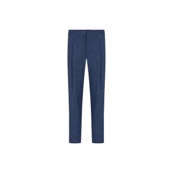 GIORGIO ARMANI Wool Silk And Linen Canvas Single pleat Trousers