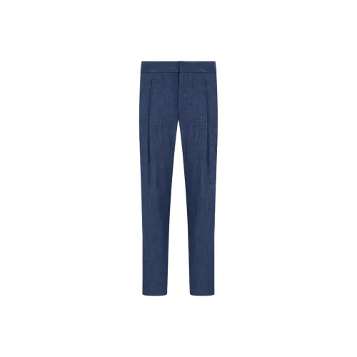 GIORGIO ARMANI Wool Silk And Linen Canvas Single pleat Trousers
