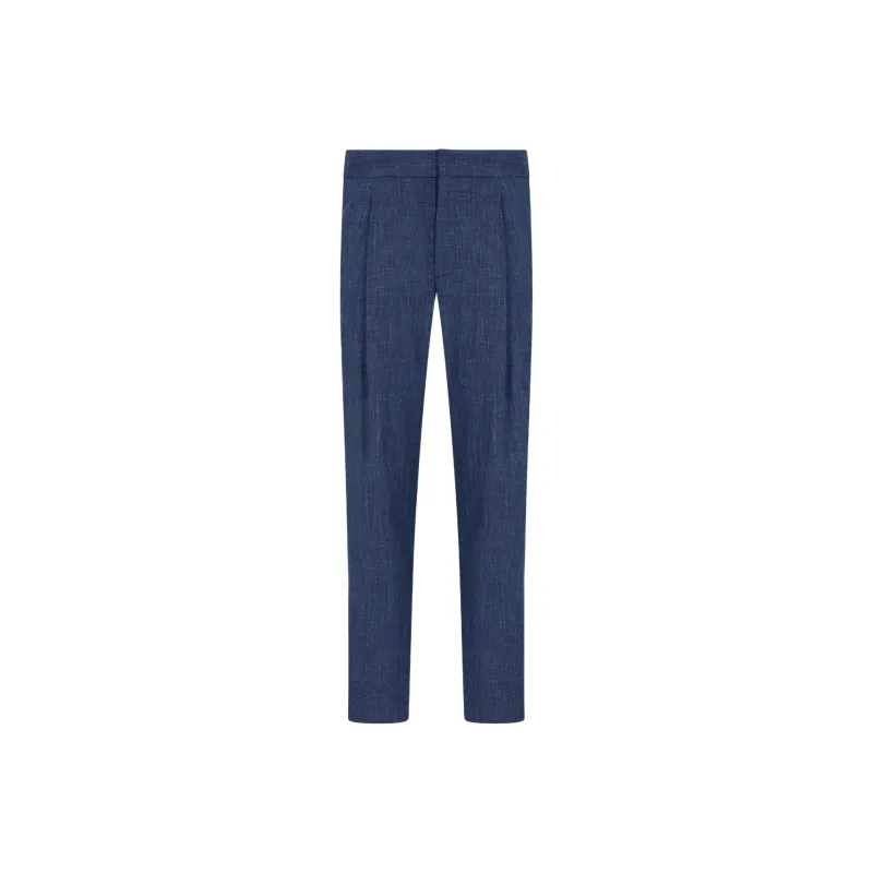 GIORGIO ARMANI Wool Silk And Linen Canvas Single pleat Trousers-0