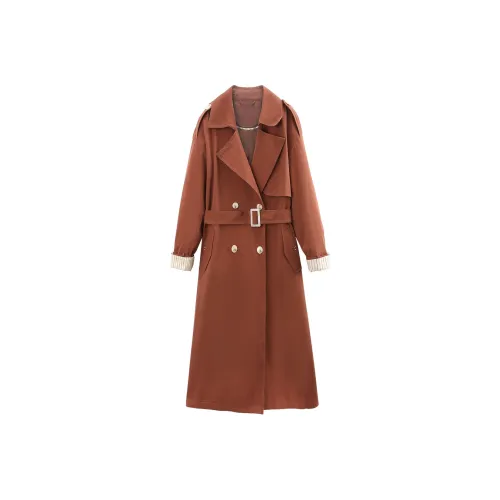 A Paradise For Awakening Trench Coat Women's Burgundy