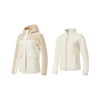 QIAODAN Mountain God Series Windbreaker Jackets Women's Cream White/Birch Wood