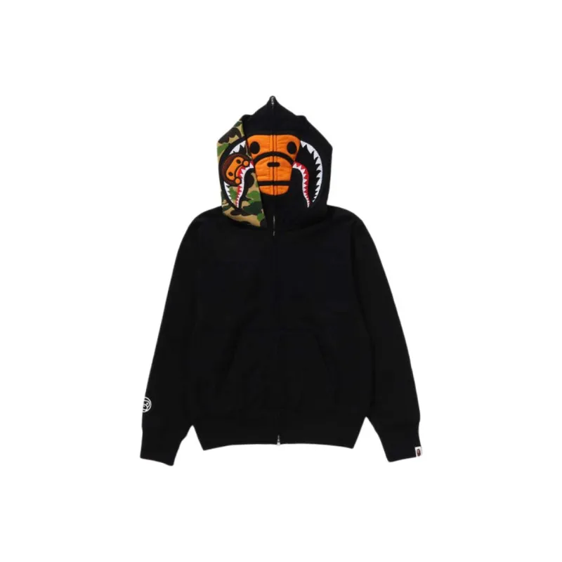Bape Women's Milo Shark Full Zip Double Hoodie Pink-0