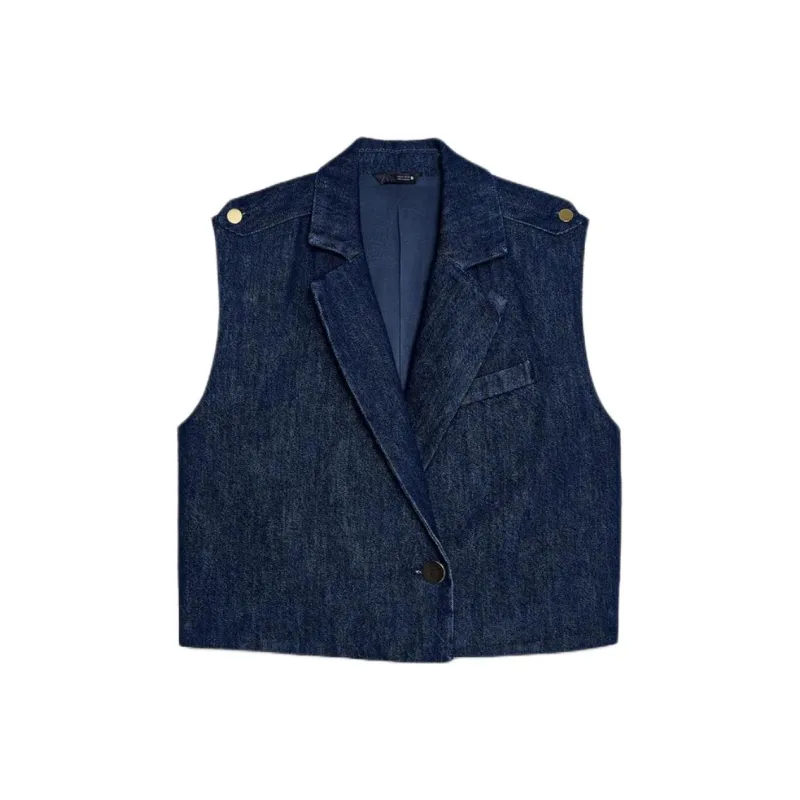 ZARA Vests Women's Blue-0