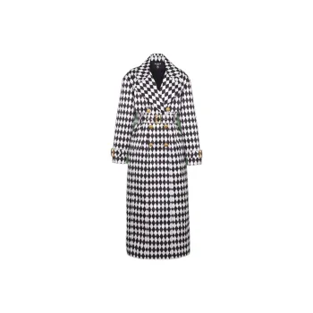BALMAIN Diamond Print Belted Trench Coat