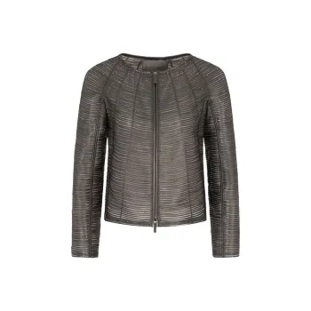 GIORGIO ARMANI Pearlised Nappa Leather Jacket With Applied Studs