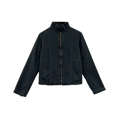 Icicofficial Denim Jacket Women's Black Gray