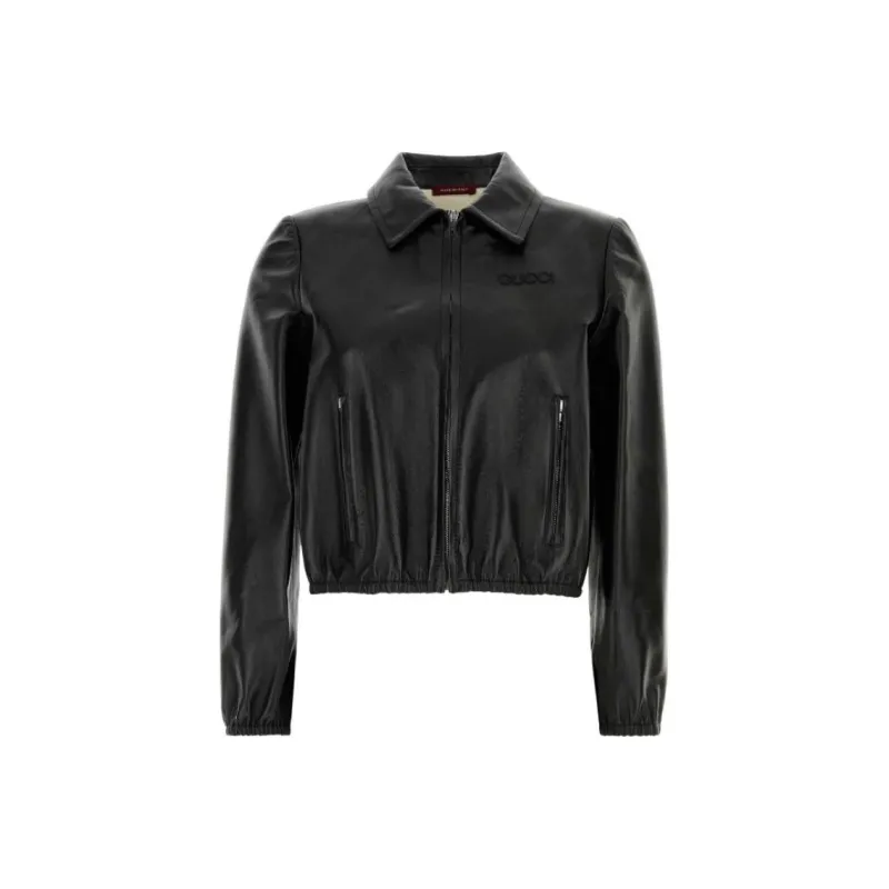 GUCCI Leather Bomber Jacket-0