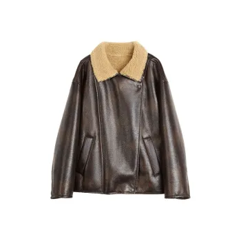 ELLE Leather Jacket Women's Dark Brown
