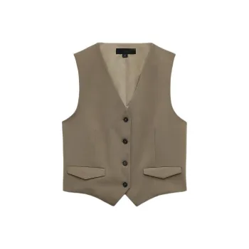 ZARA Vests Women's Dark Beige