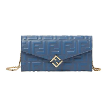 FENDI FF Diamonds Series Calfskin Shoulder Bag Women's Blue