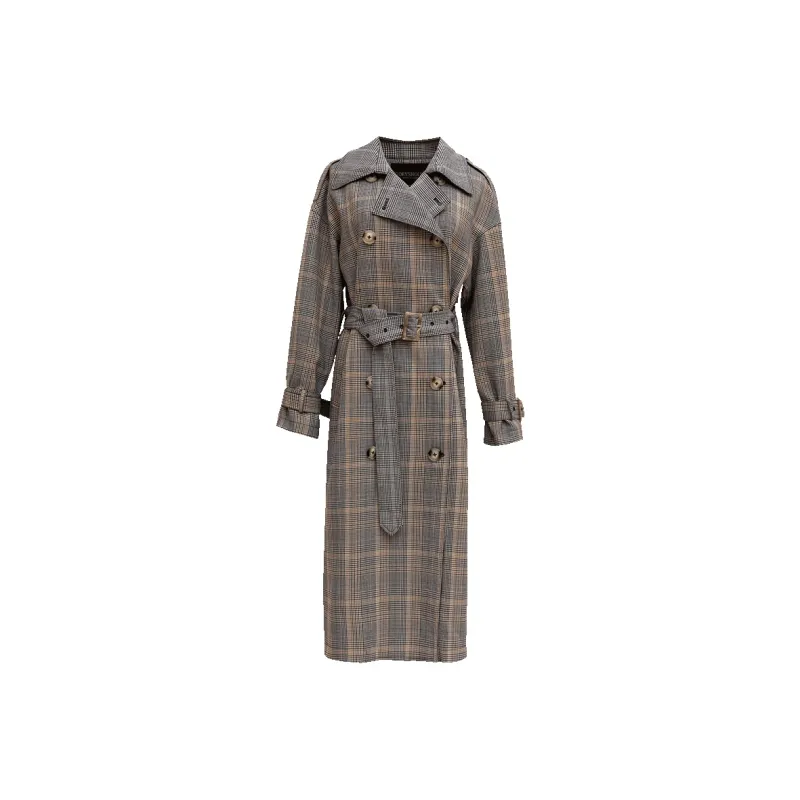 ROEYSHOUSE Trench Coat Women's Plaid-0