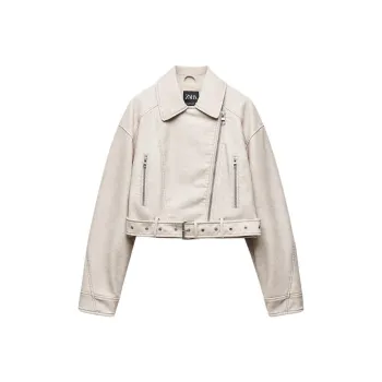 ZARA Leather Jacket Women's White