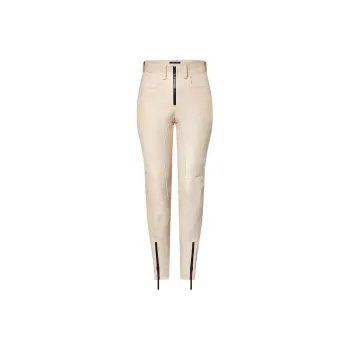 LOUIS VUITTON Zipper Accent Grained Leather Biker Pants