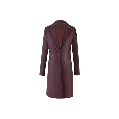 Tiger Mist LYON TRENCH COAT Leather Jacket Women's Cherry Red
