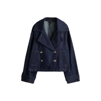 H&M Trench Coat Women's Dark Denim Blue