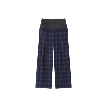 RUNTOTHEFUTURE Casual Pants Unisex Blue Gray Plaid