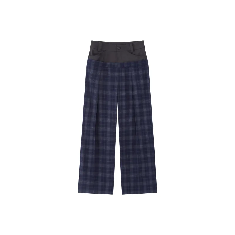 RUNTOTHEFUTURE Casual Pants Unisex Blue Gray Plaid-0