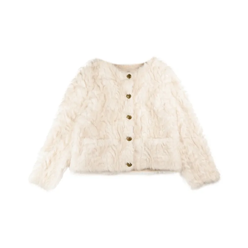 VICTORIA&VERA Velvet feel Coat Women's Beige-0