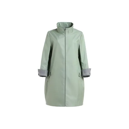 QIAOWANNI Trench Coat Women's Cliff Lake Green