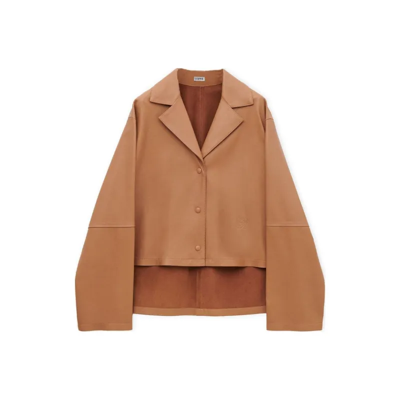 LOEWE FW24 Leather Jacket Women's Toffee Color-0