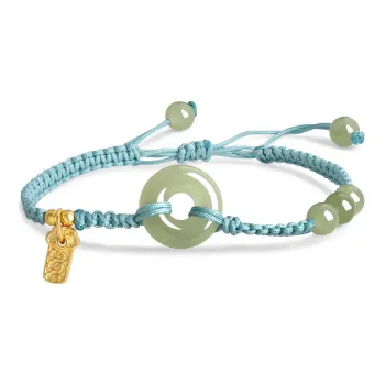 Lao Feng Xiang Hetian Jade Bracelets Pale Greenish White Jade Unisex