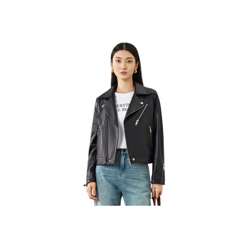 FORTEI Leather Jacket Women's Black-0