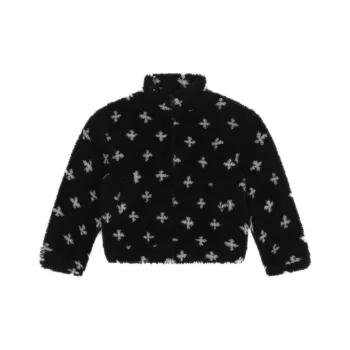 SMFK Velvet feel Coat Women's Black Floral Garden
