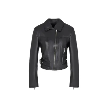 ARMANI EXCHANGE Zipped Buckle Fastened Leather Jacket