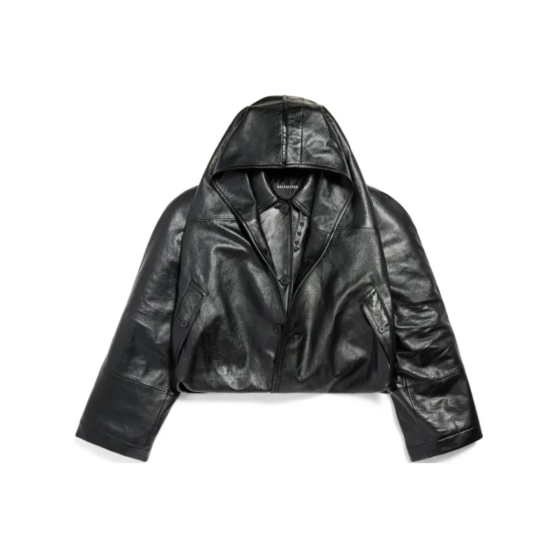 Balenciaga Leather Jacket Women's Black-0
