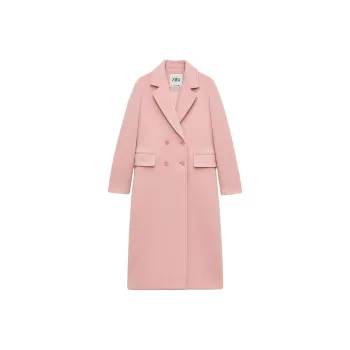 ZARA ZW Series Coats Women's Light Pink Red