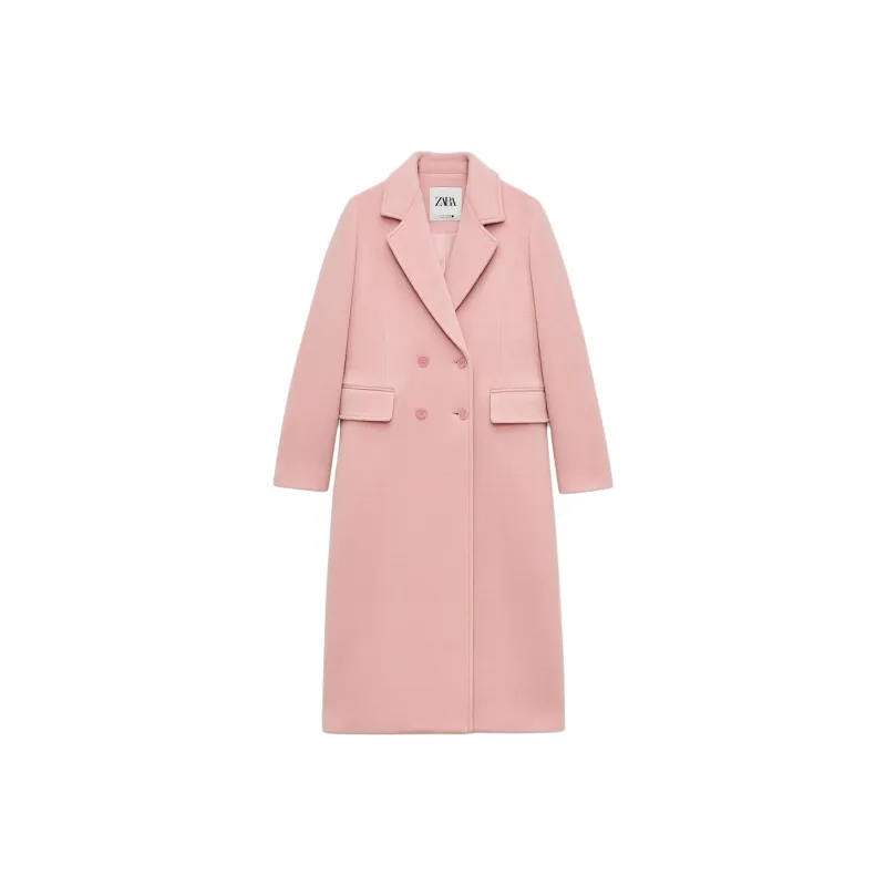 ZARA ZW Series Coats Women's Light Pink Red-0