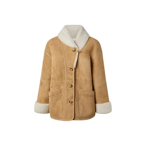 Rouje FW24 FERDINAND COAT Leather Jacket Women's Whiskey Color