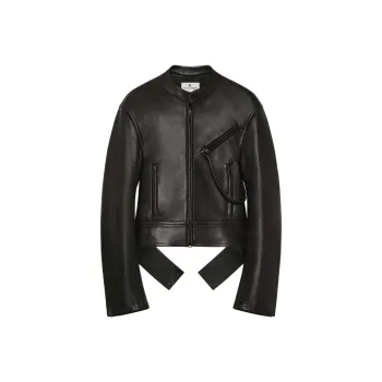 COURREGES SS25 SCUBA LEATHER BIKER JACKET Leather Jacket Women's Dark Brown/Dark Brown